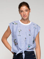 BLUE STRIPED T-SHIRT GOLF KNOT