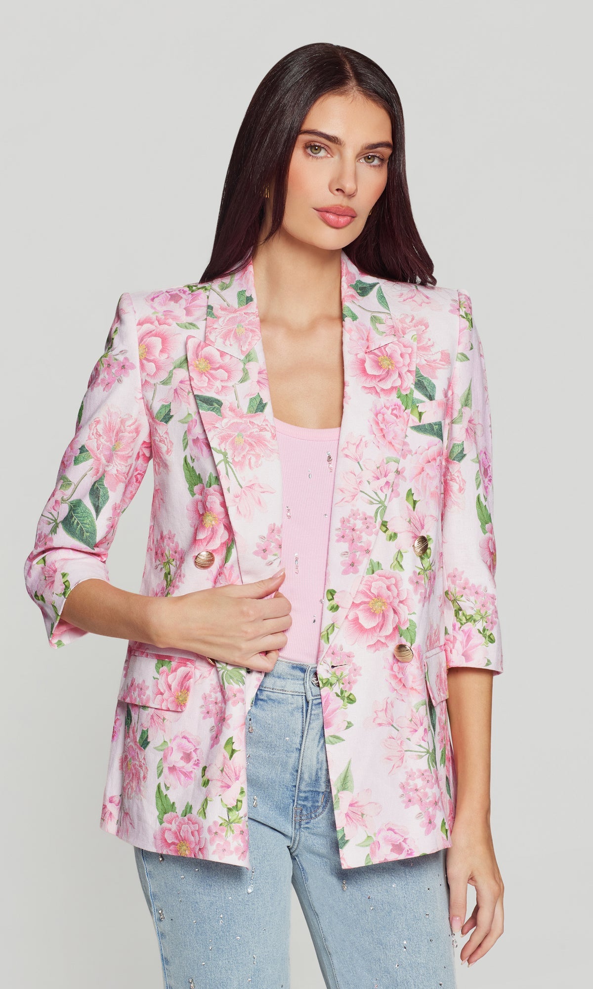 MAREN FLORAL LINEN BLAZER