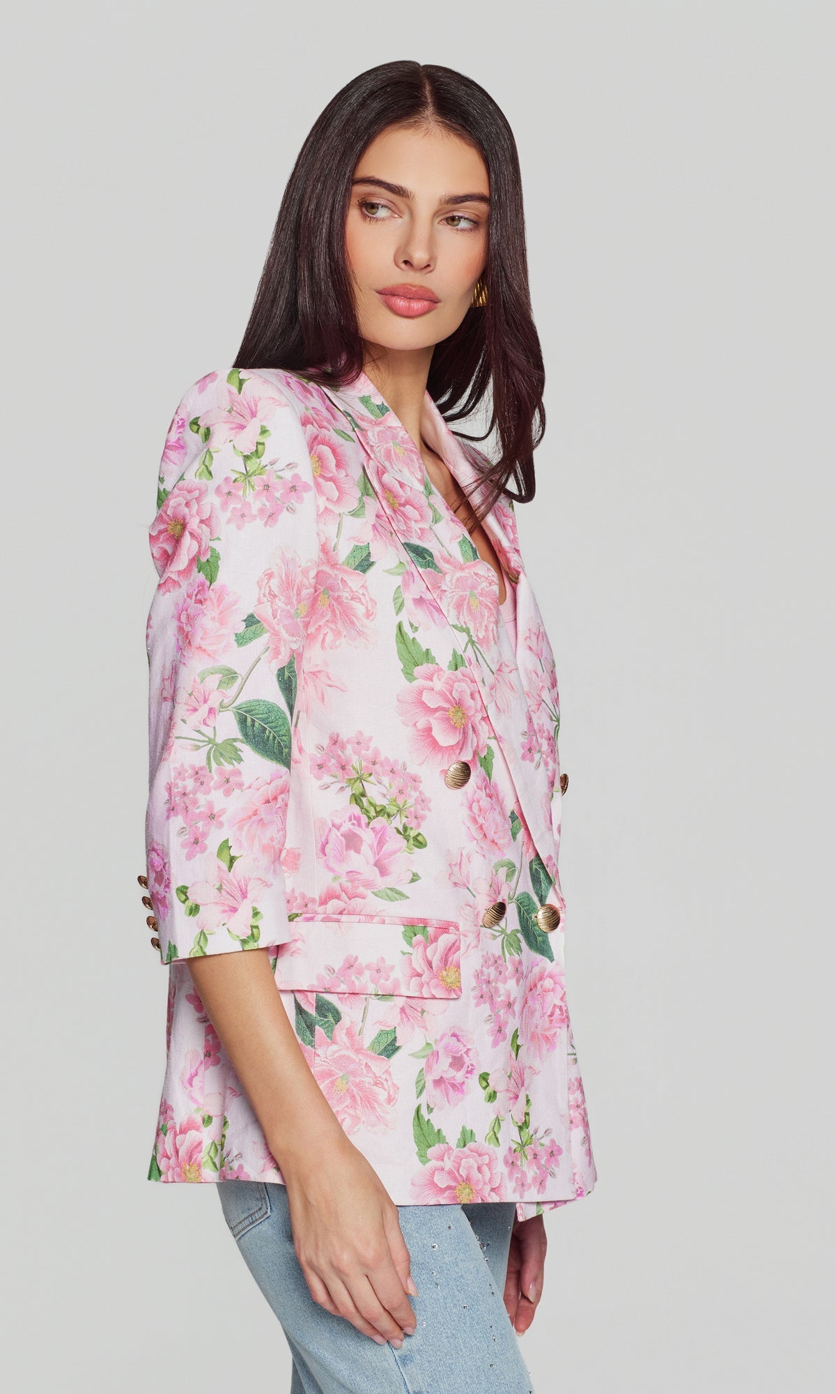 MAREN FLORAL LINEN BLAZER