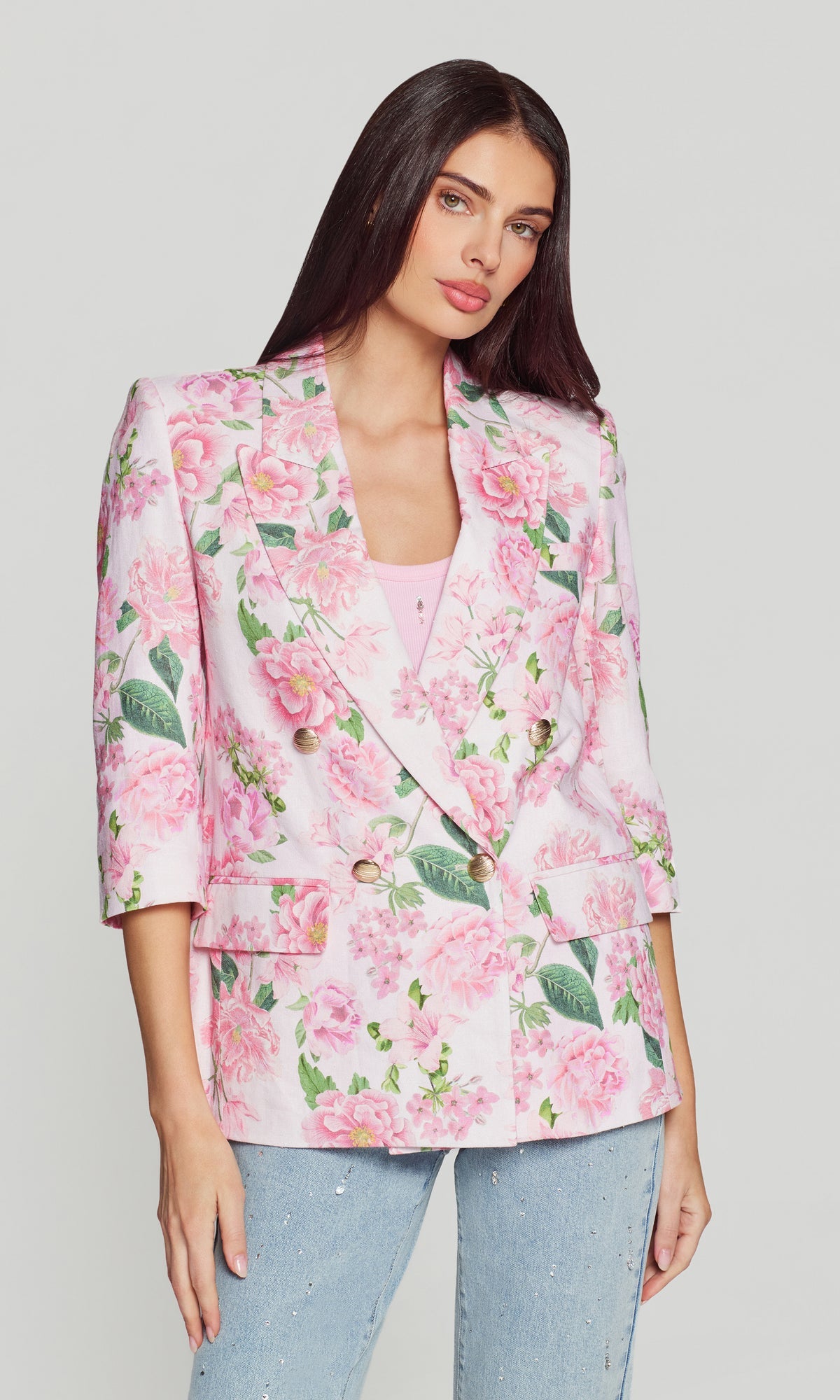 MAREN FLORAL LINEN BLAZER