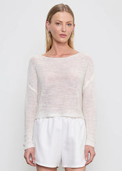 LINEN OPEN KNIT BATEAU SWEATER
