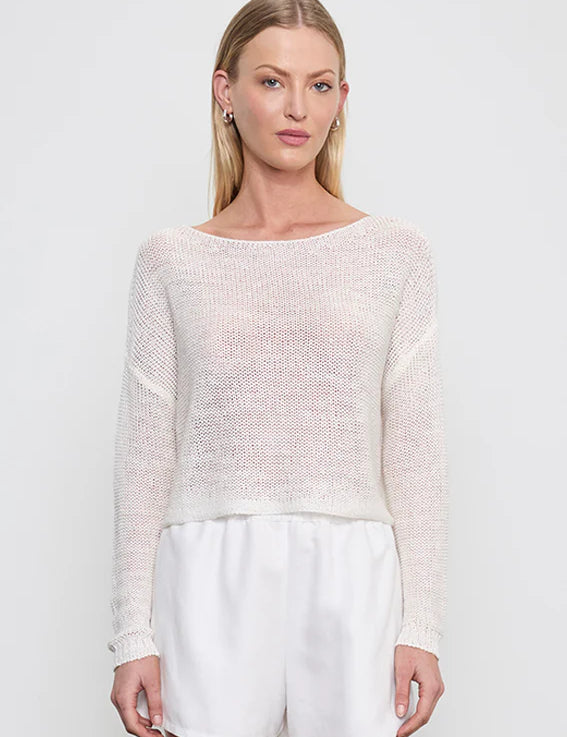 LINEN OPEN KNIT BATEAU SWEATER