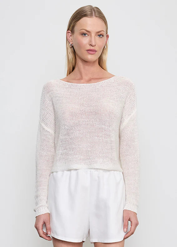 LINEN OPEN KNIT BATEAU SWEATER