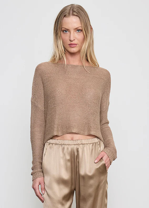 LINEN OPEN KNIT BATEAU SWEATER