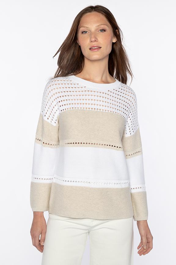 TEXTURED WIDE STRIPE PULLOVER