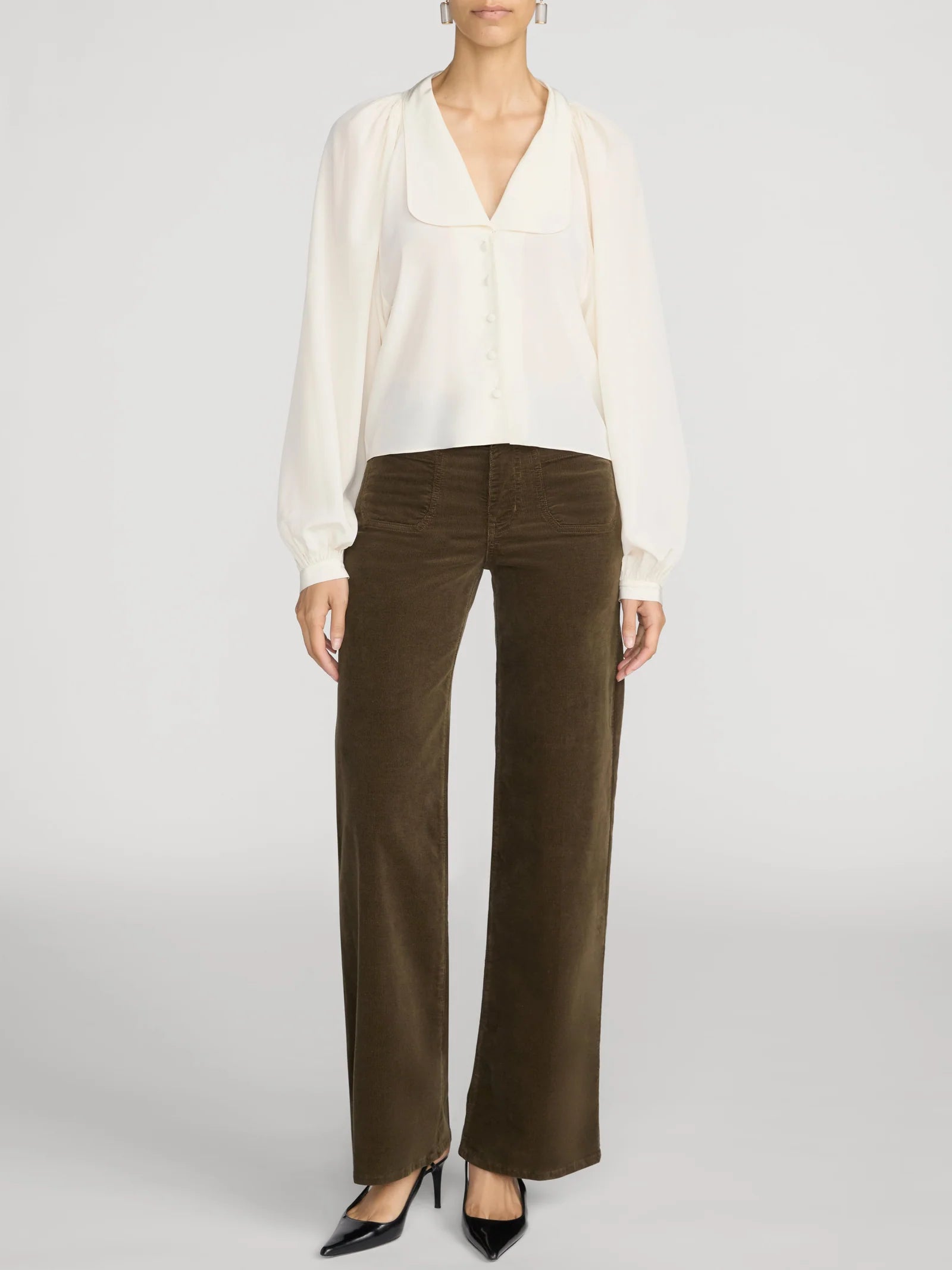 Le Slim Palazzo Modernist Pocket Corduroy | Rich Military