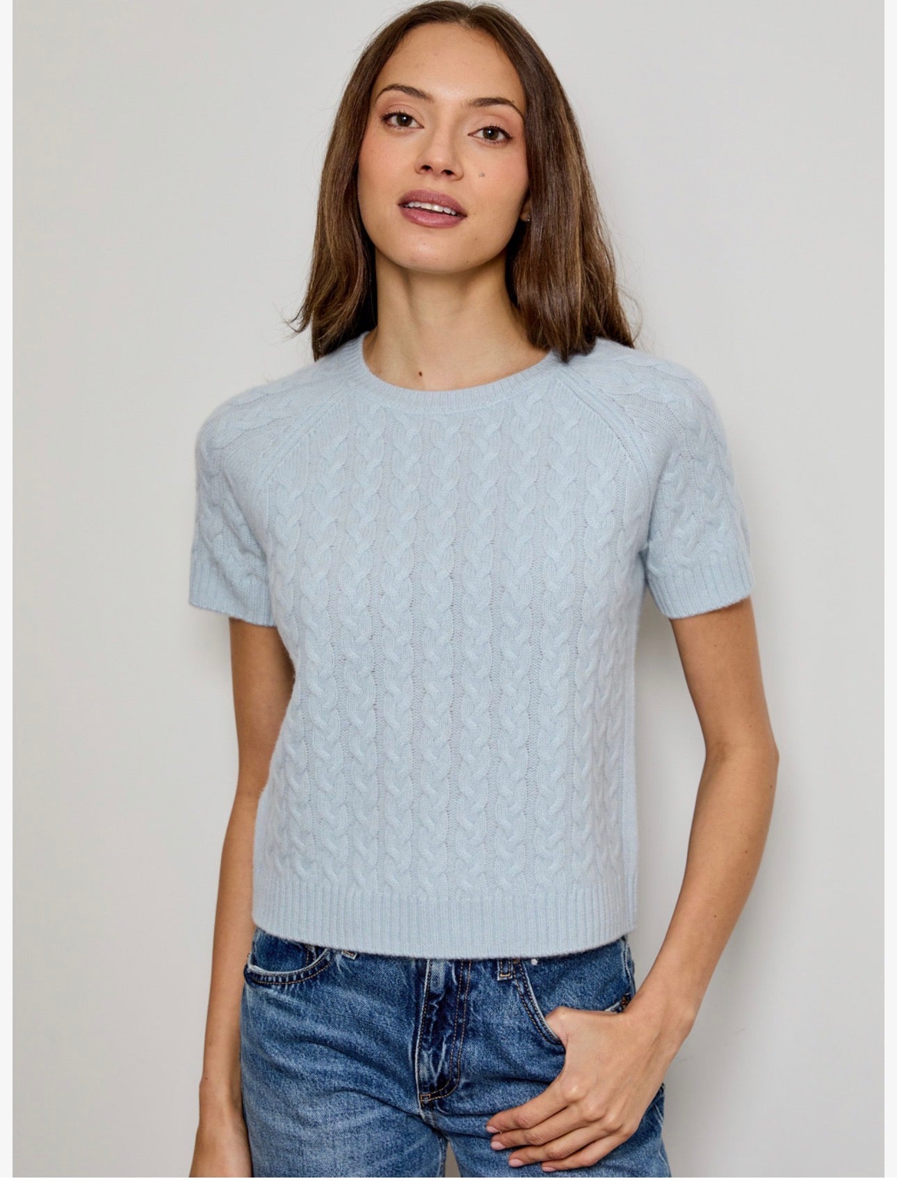 Short Sleeve Cable Knit