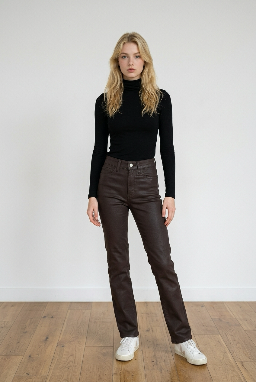 Evie High Rise Boot Cut - Coated Mocha