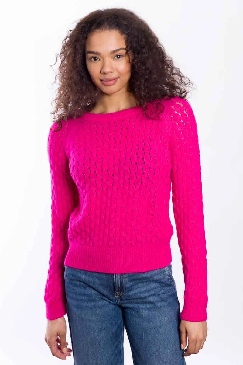 LOFTY BOBBLE RAGLAN CREW - CERISE