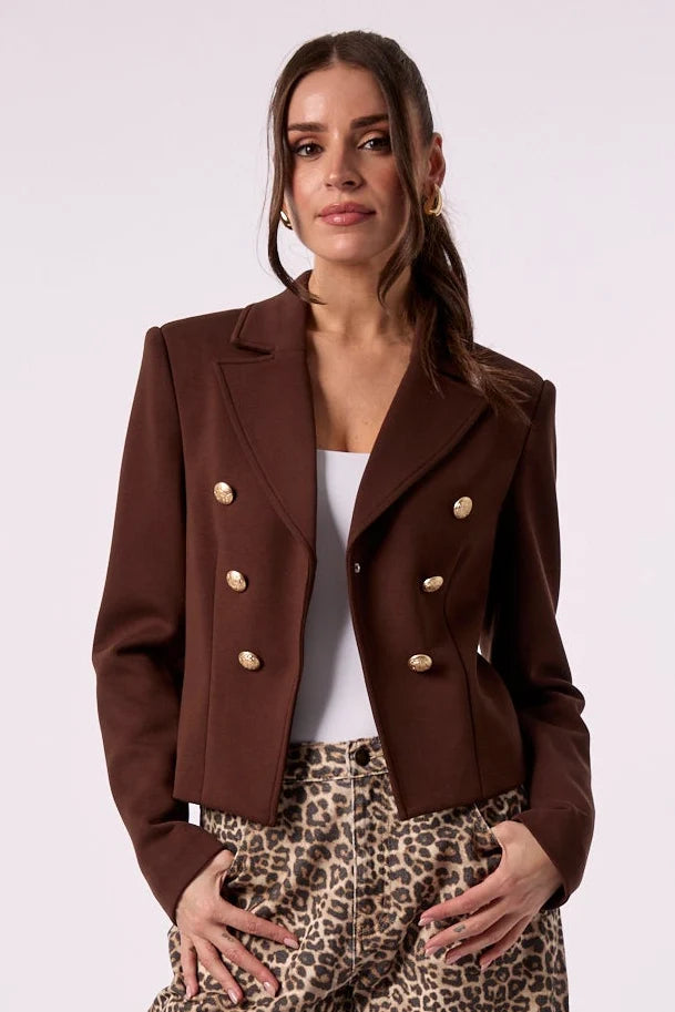 Charlotte Cropped Blazer | Chocolate