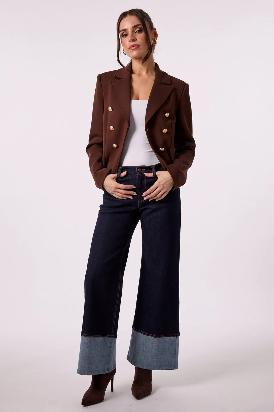 Charlotte Cropped Blazer | Chocolate