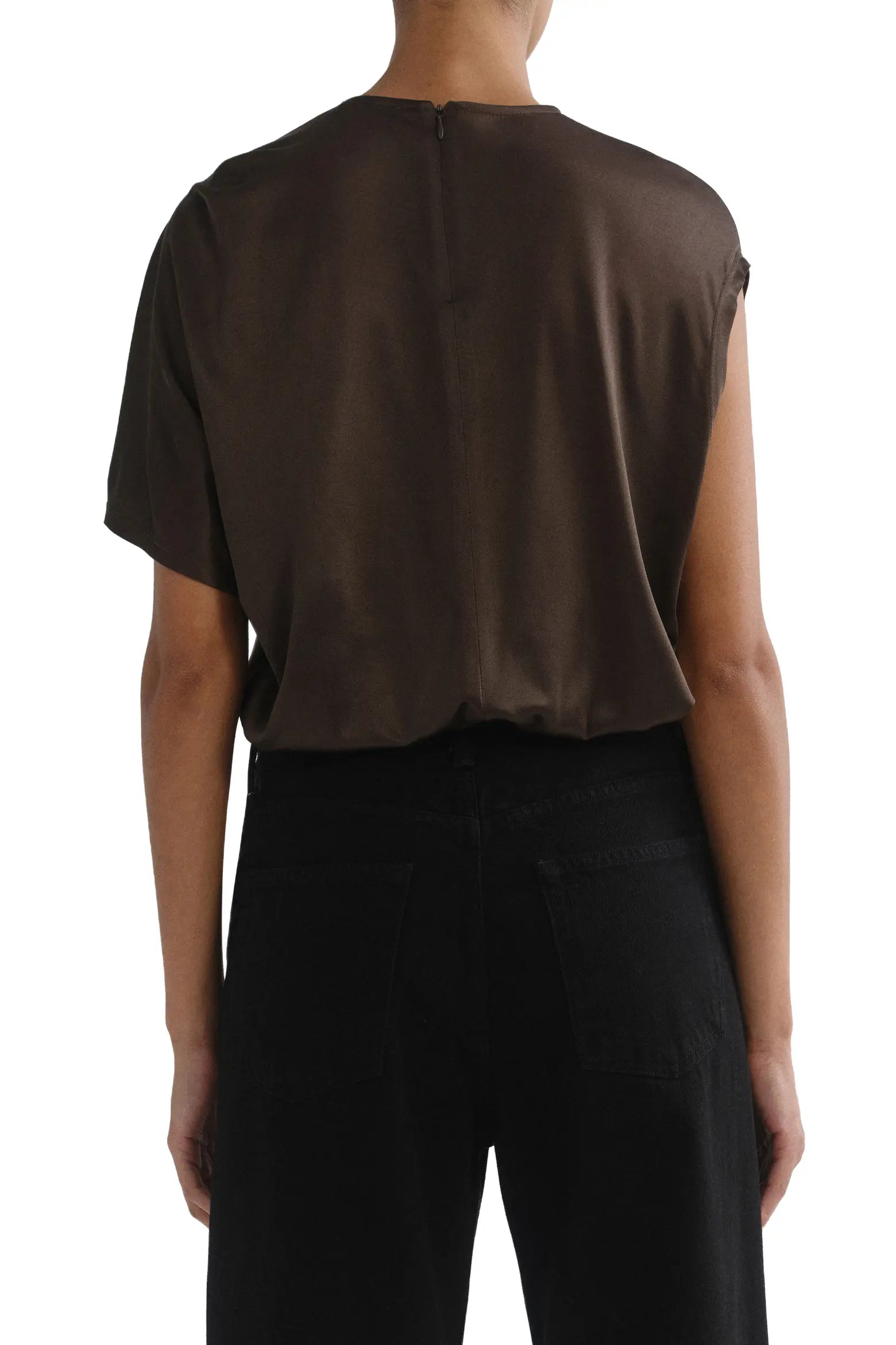 Milena Twisted Drape Tee | Bronze