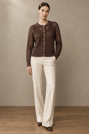 Open Stitch Crew Cardigan