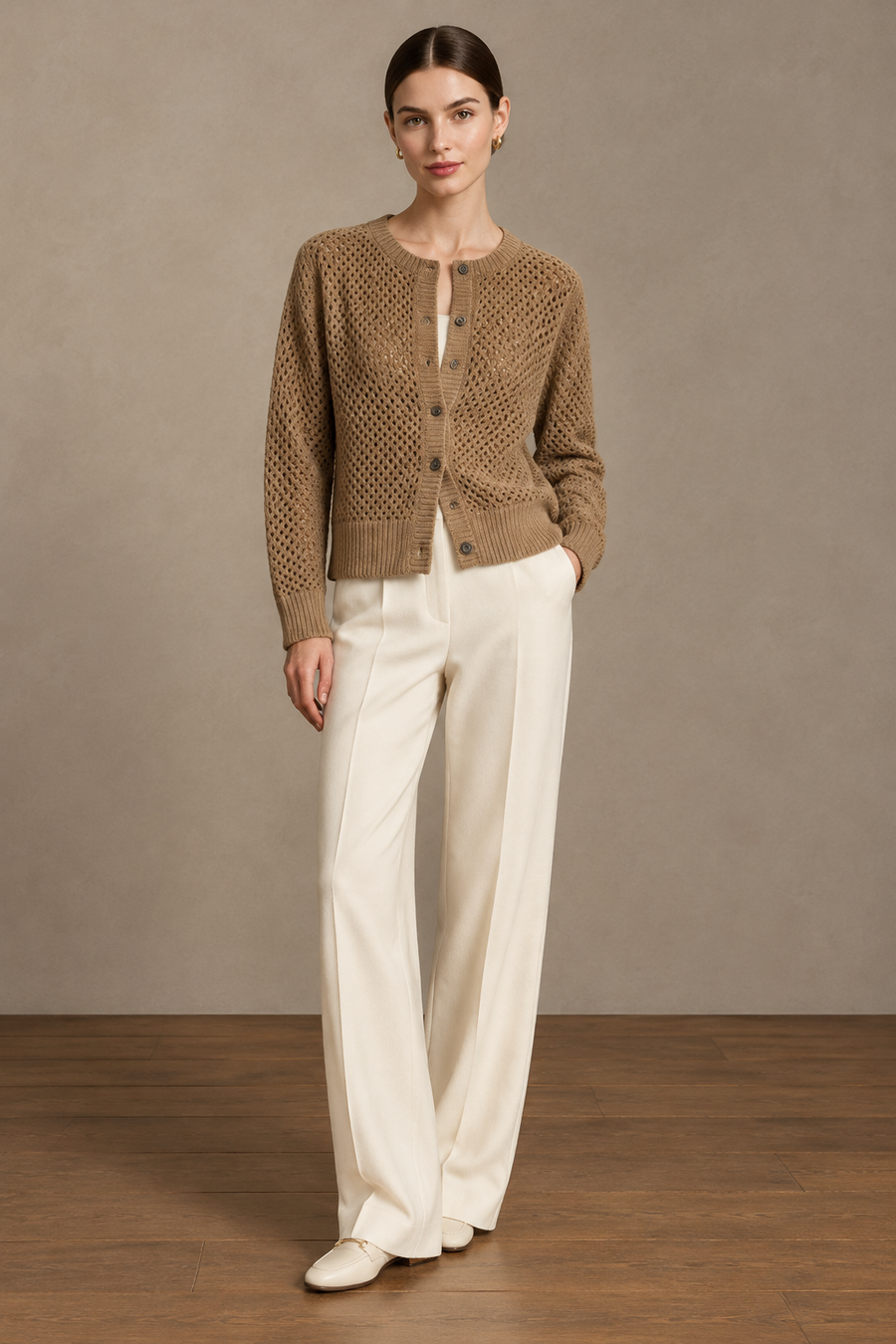 Open Stitch Crew Cardigan
