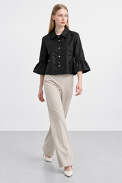 Satin Cinch Sleeve Jacket