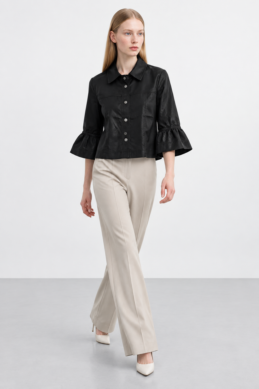Satin Cinch Sleeve Jacket