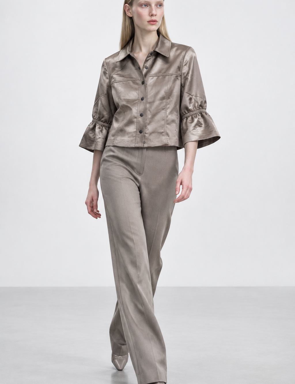 Satin Cinch Sleeve Jacket