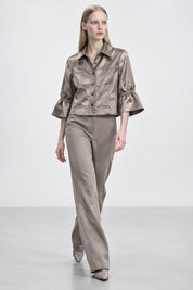 Satin Cinch Sleeve Jacket