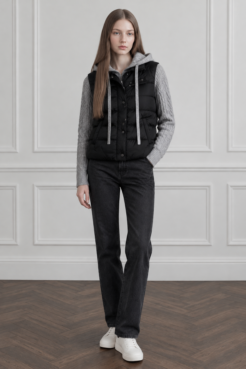 Cable Cashmere Hooded Vest