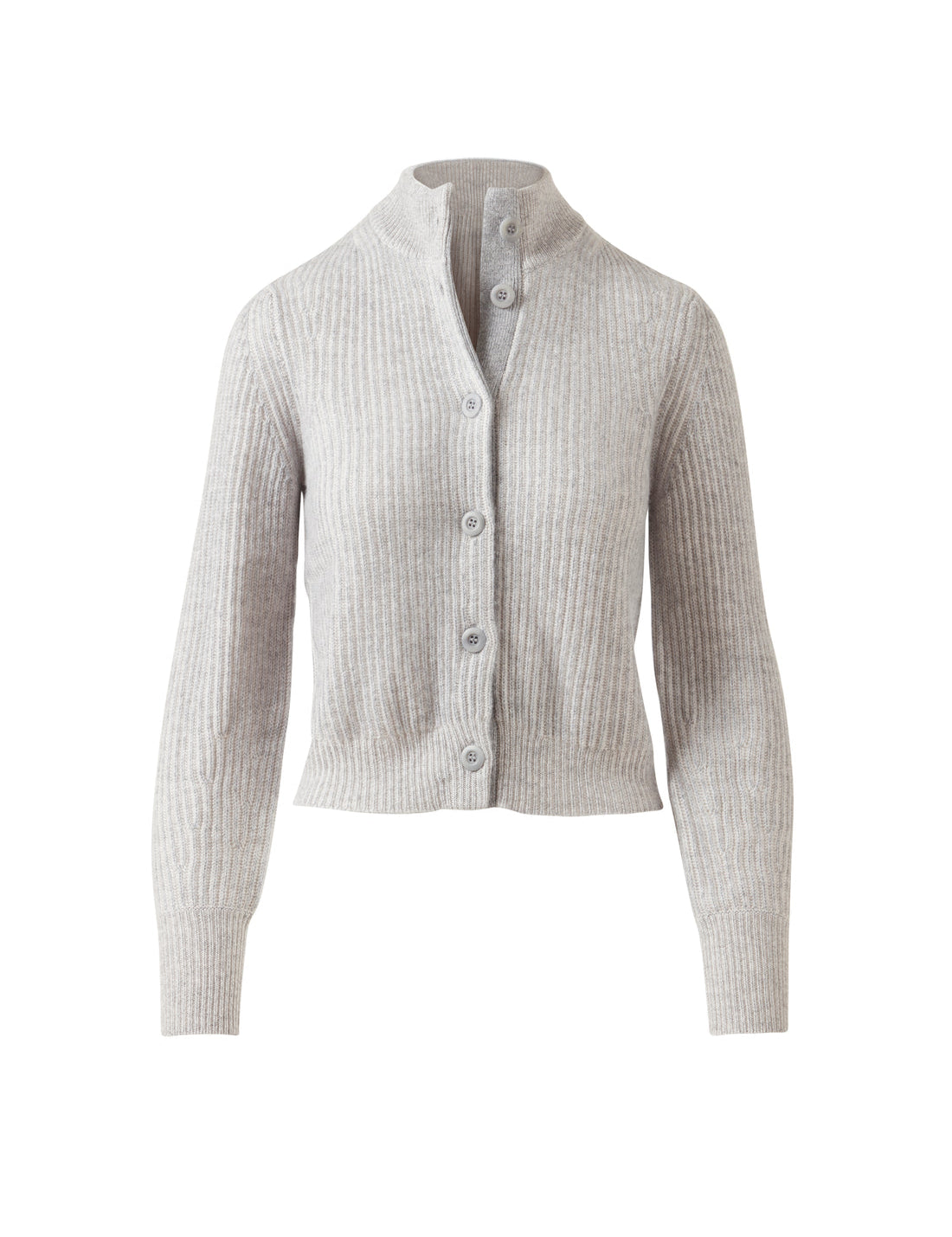 PLAITED RIB BUTTON MOCK CARDIGAN