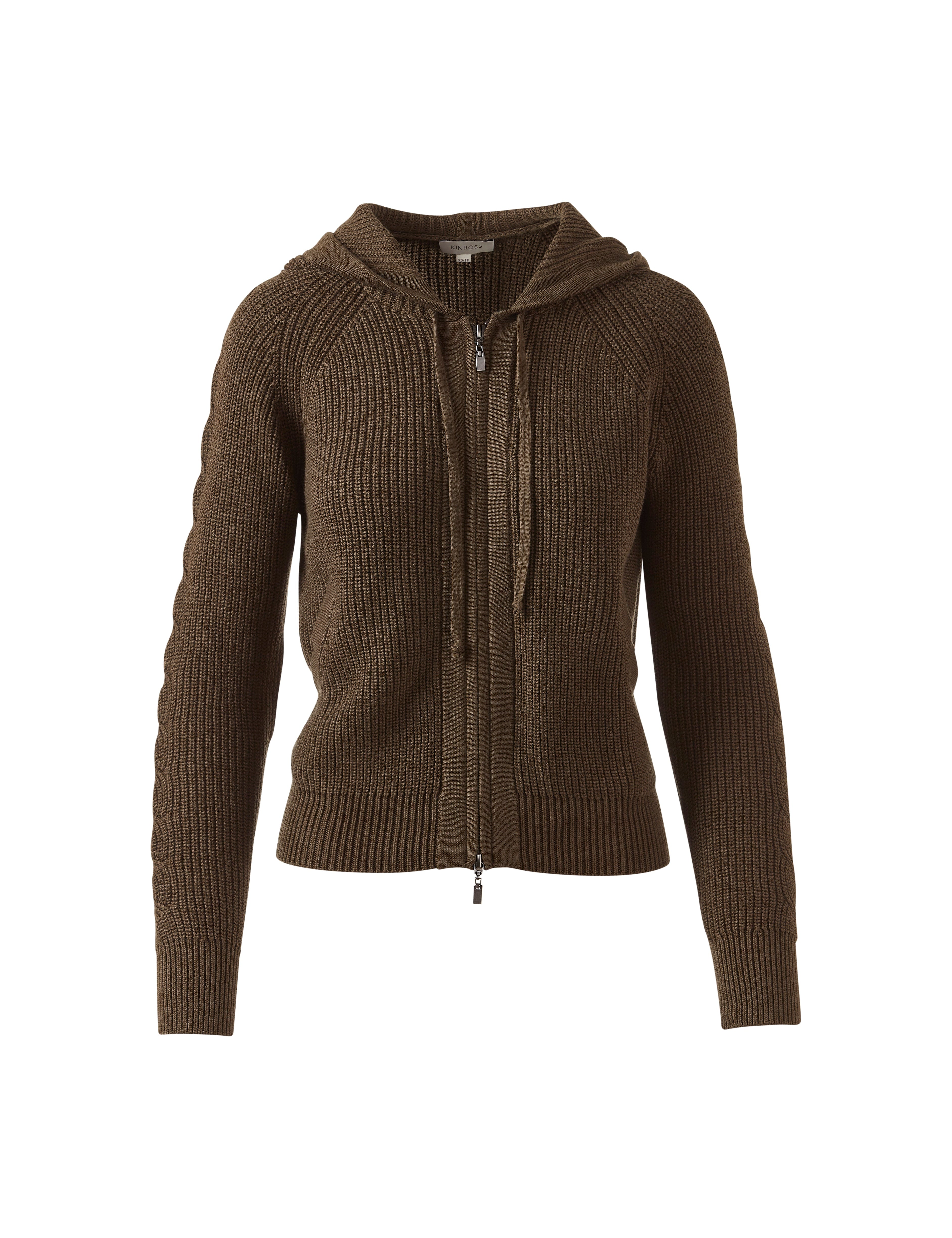 CABLE AND RIB ZIP HOODIE