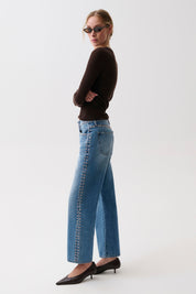 LEXI MID RISE BOWED STRAIGHT - STAR STUDDED