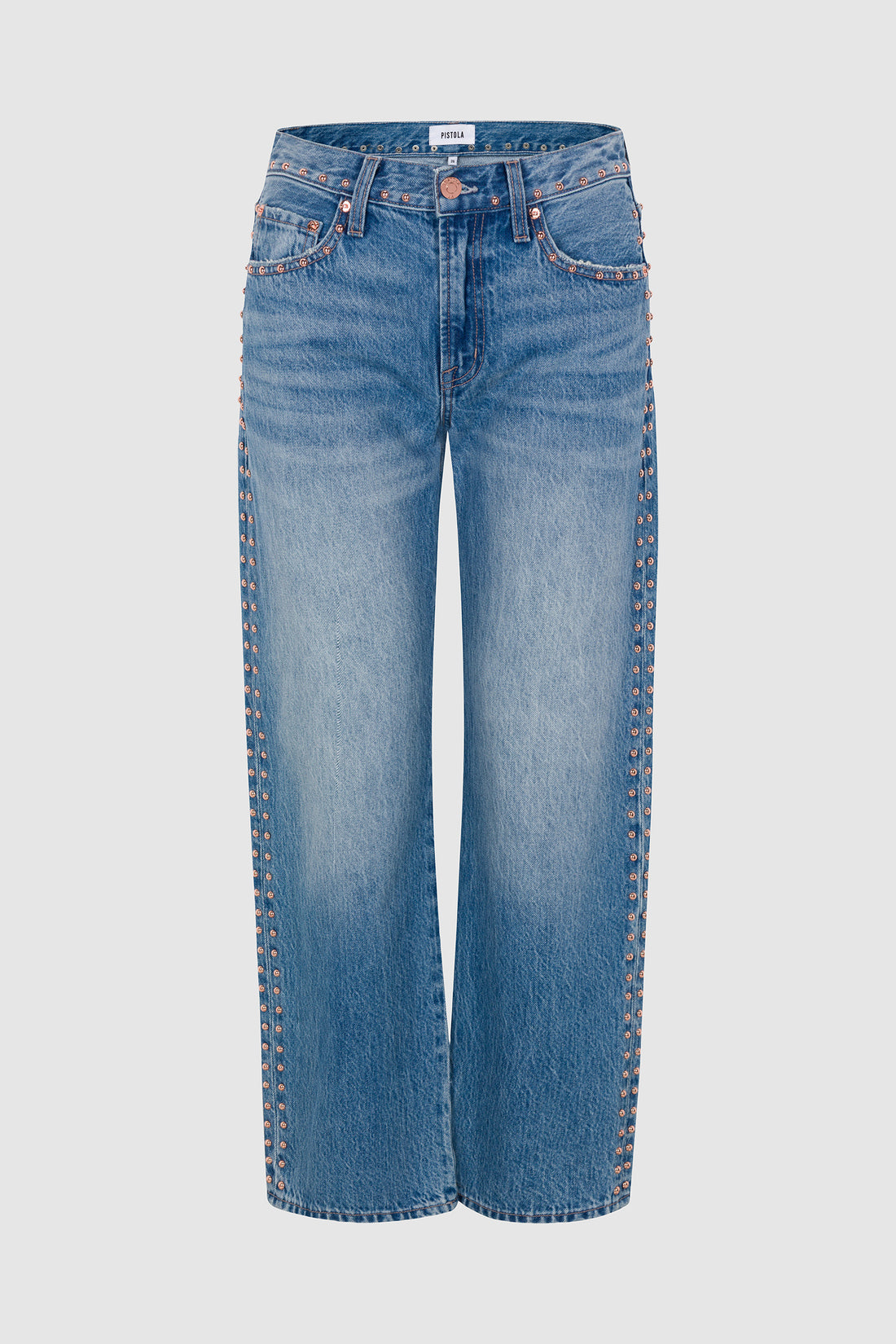 LEXI MID RISE BOWED STRAIGHT - STAR STUDDED