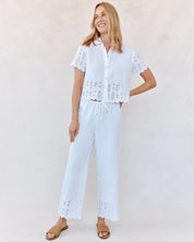 Beach Crop With Embroidered Hem | White