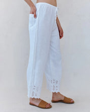 Beach Crop With Embroidered Hem | White