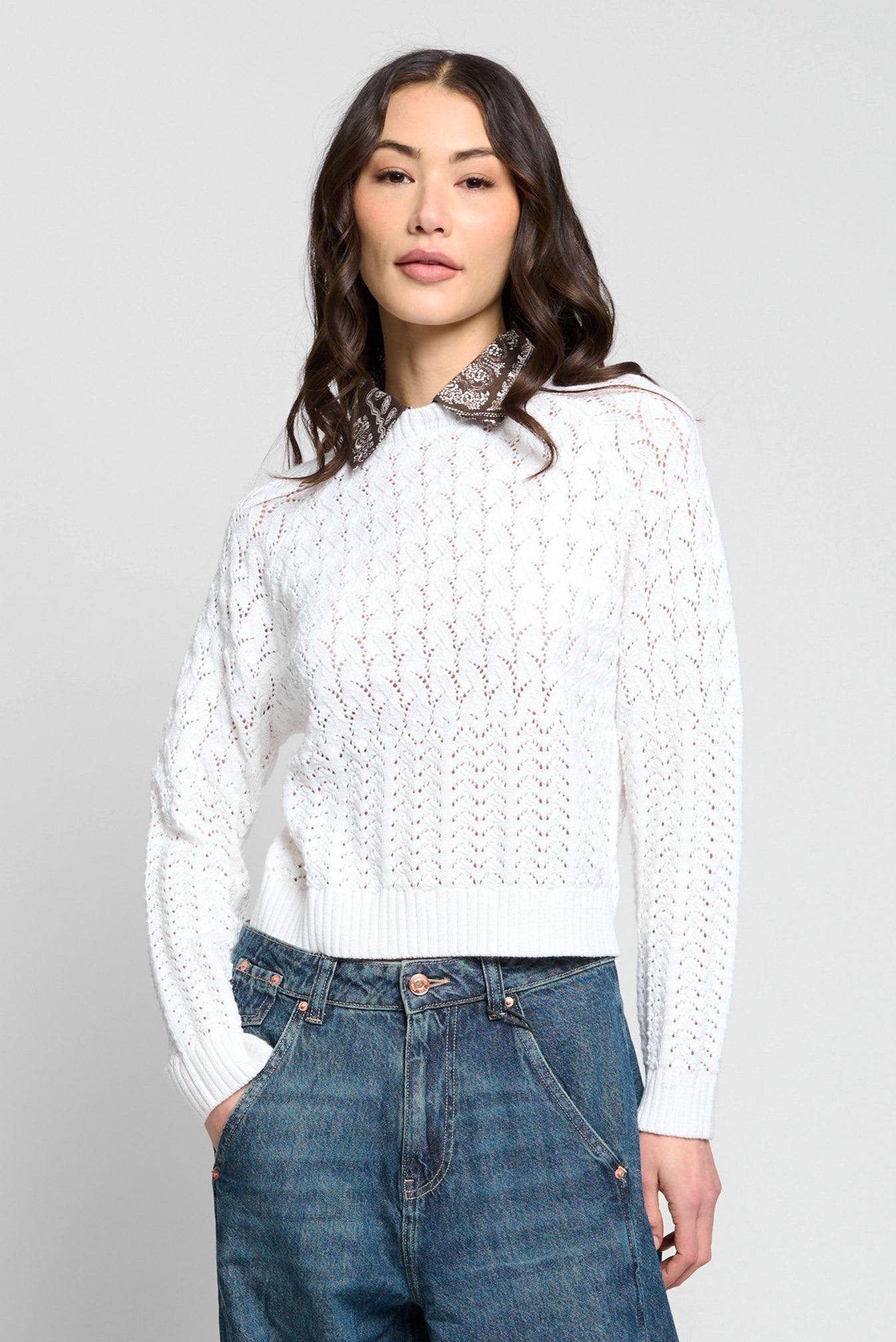 Wren Bandana Printed Twofer Sweater