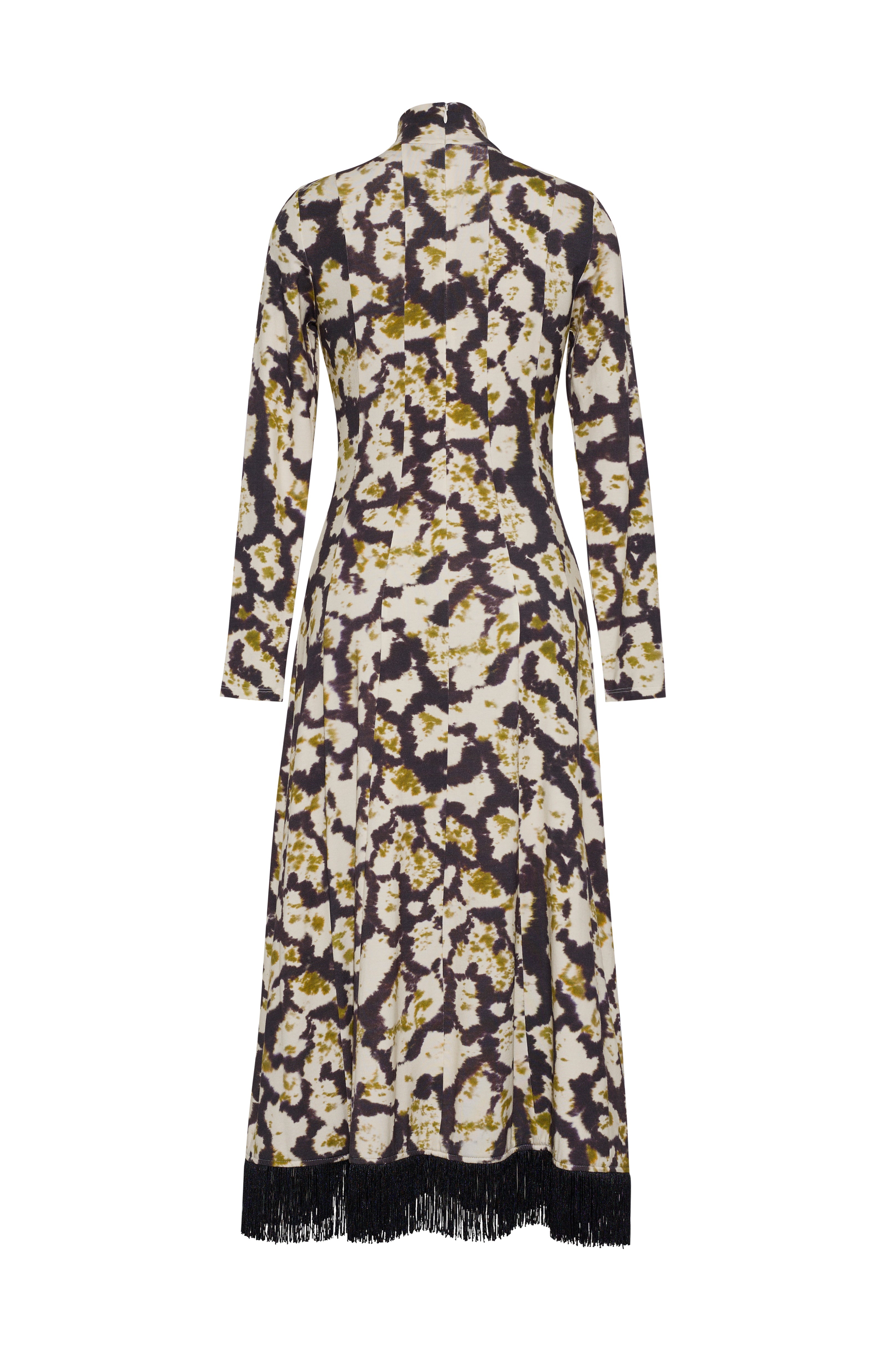 Troy Midi Dress
Spotted, fitted, fringed