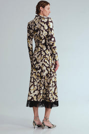 Troy Midi Dress
Spotted, fitted, fringed