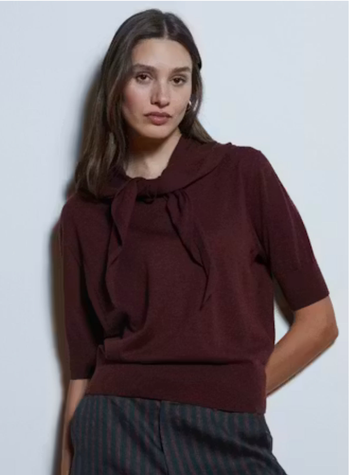 Elbow sleeve scarf neck