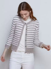 Textured pointelle stripe scalp edge jacket