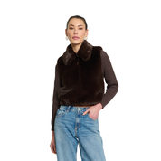 Maia Cropped Fur Cabled Sleeves Sweater