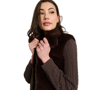 Maia Cropped Fur Cabled Sleeves Sweater