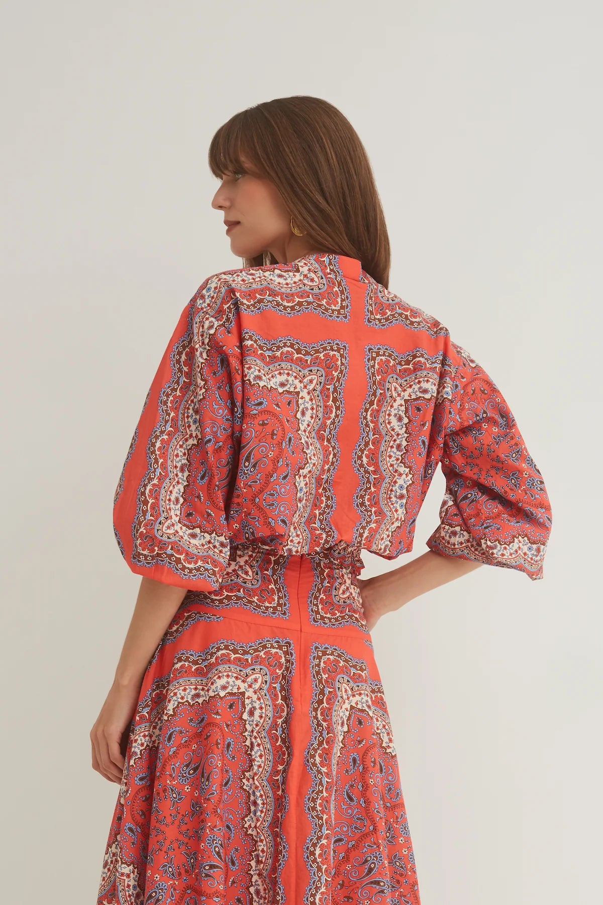 Perrin Top | Paisley Scarf Coral