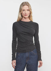 CASHMERE DRAPED L/S CREW