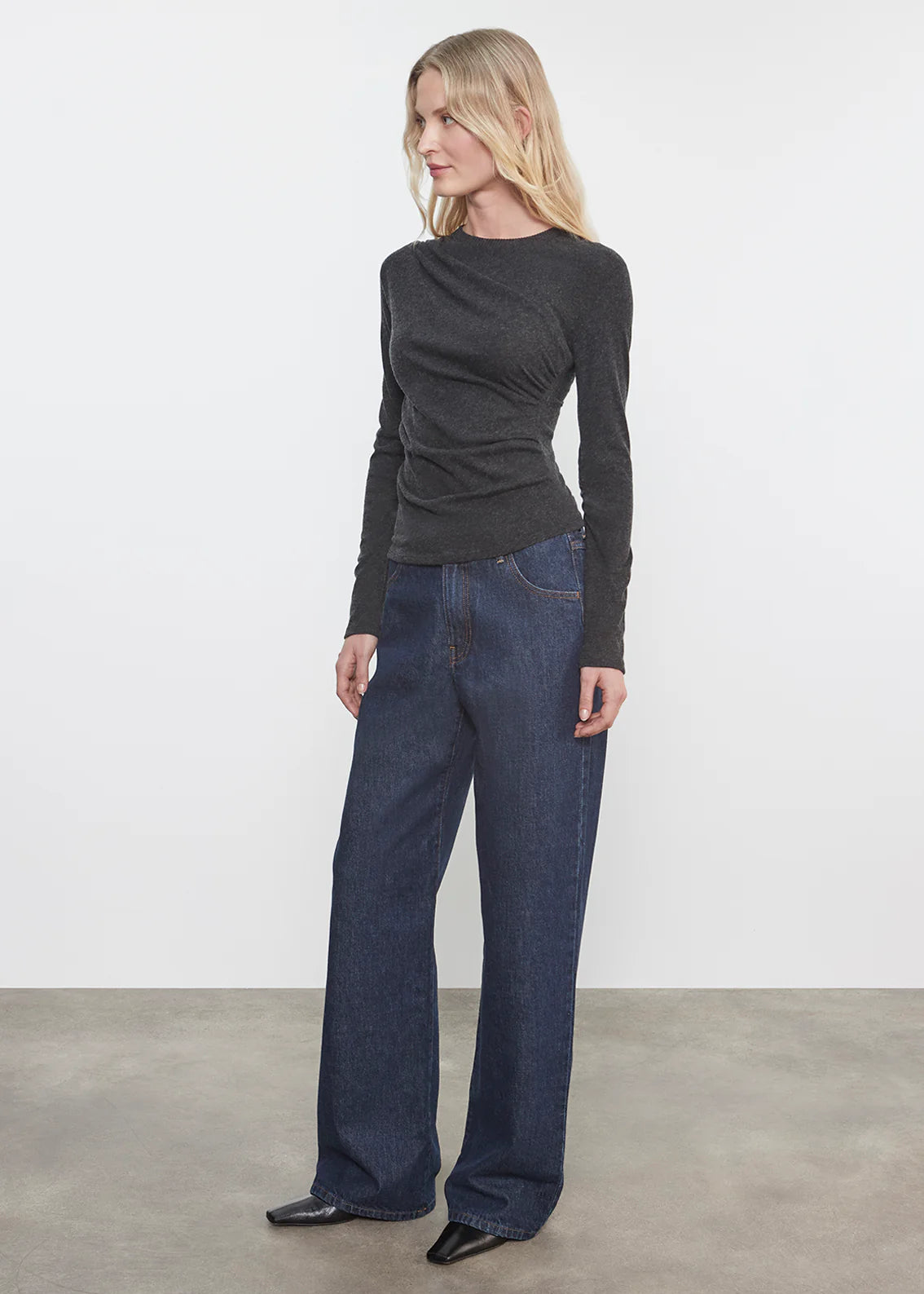 CASHMERE DRAPED L/S CREW