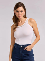 Giovanna Pearl Rib Tank - White