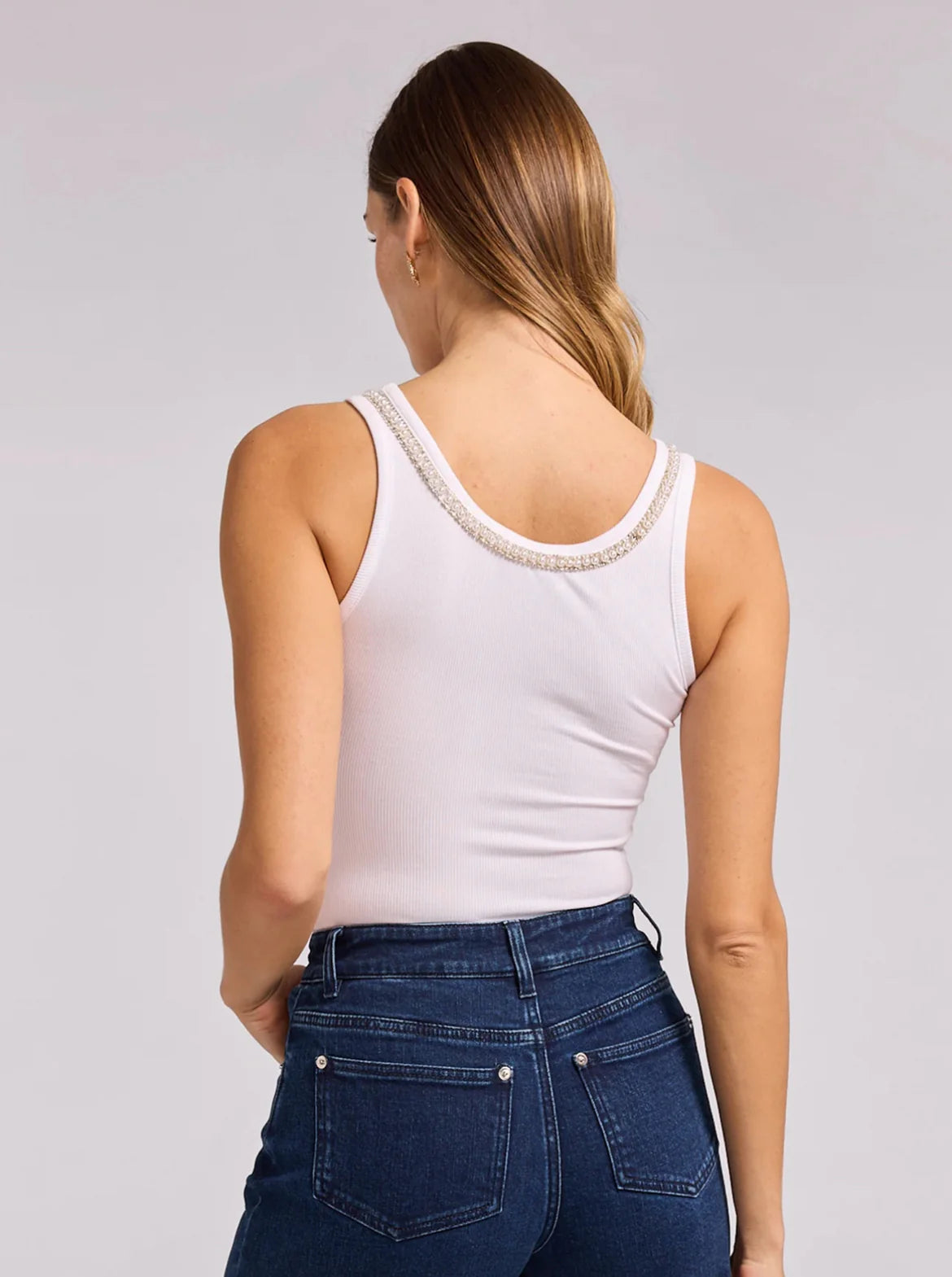 Giovanna Pearl Rib Tank - White