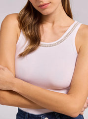 Giovanna Pearl Rib Tank - White