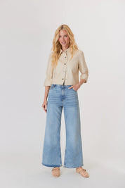 FLARE SLEEVE VEGAN LEATHER JACKET