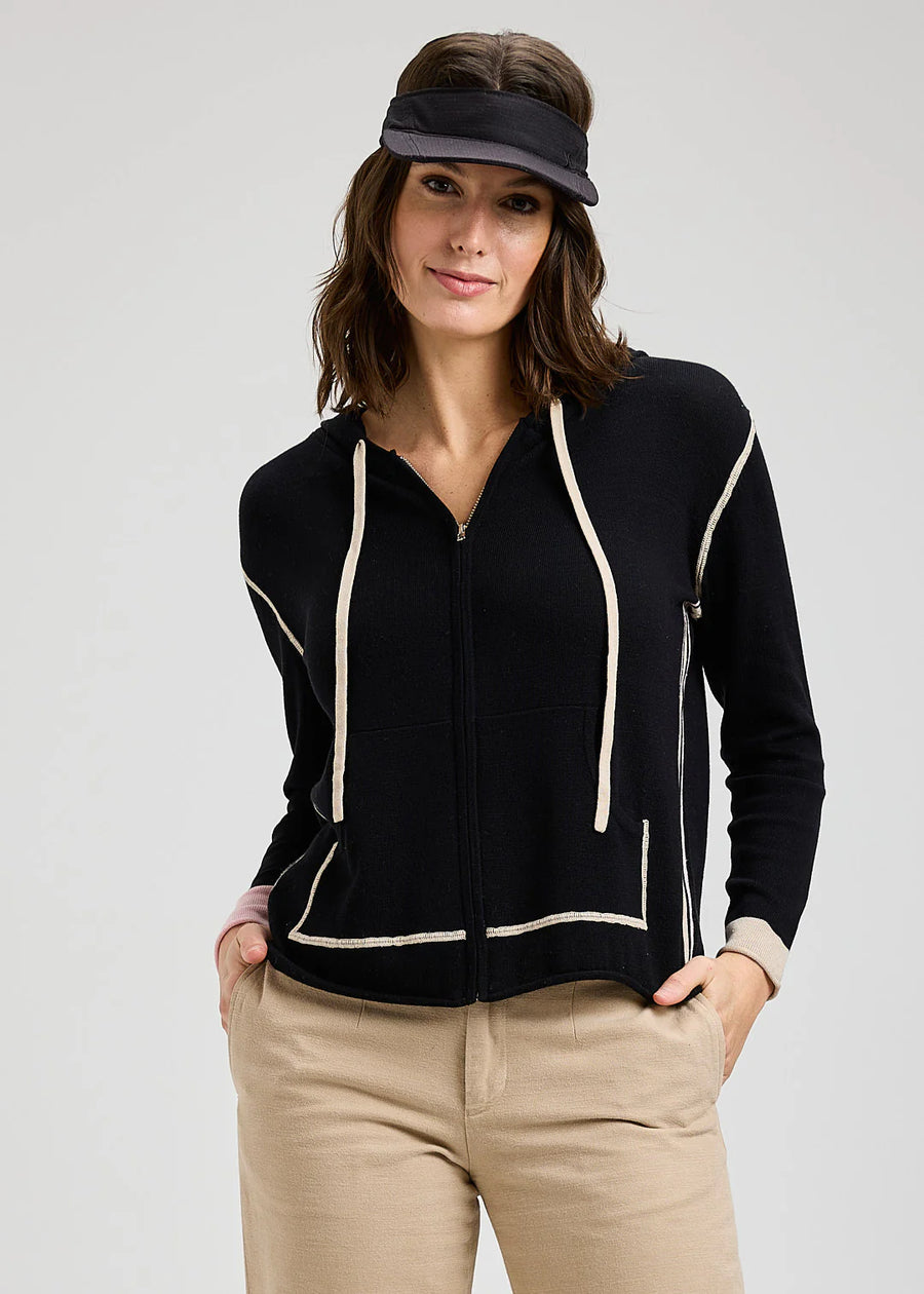 Sporty Black Zip Up Hoodie