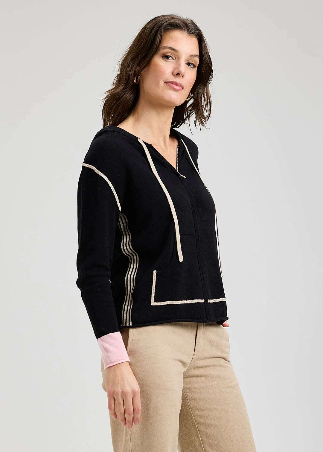 Sporty Black Zip Up Hoodie