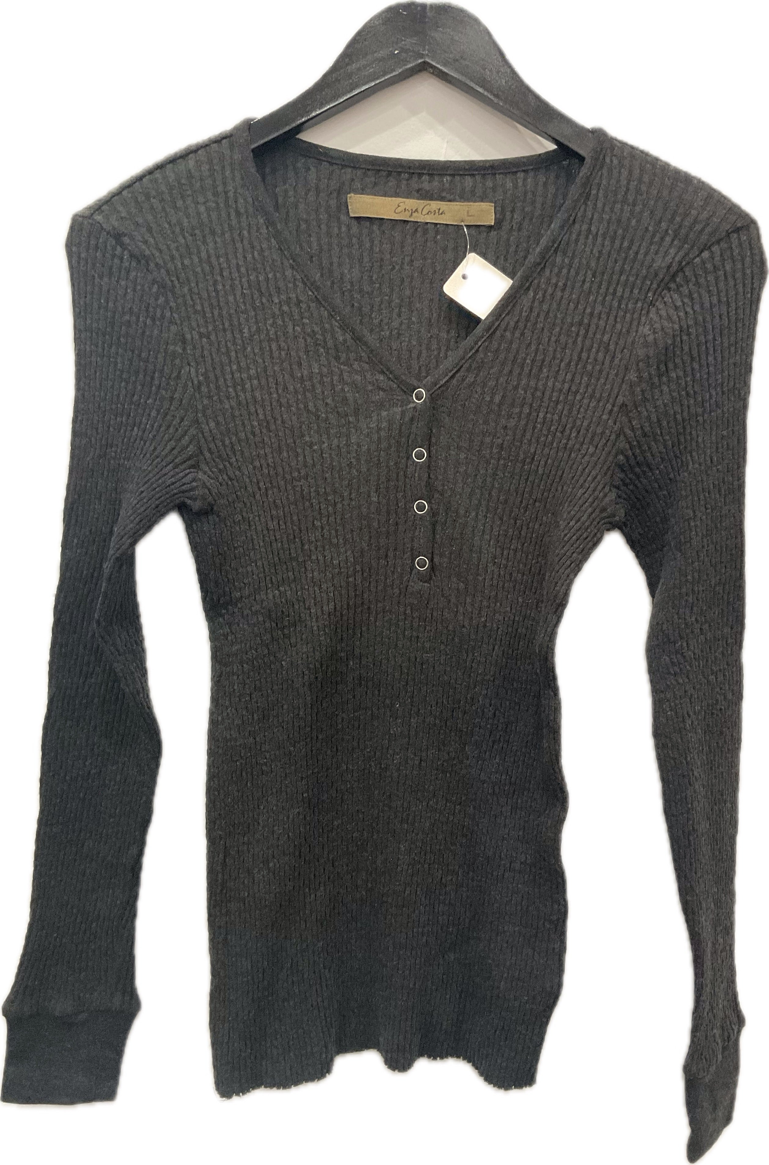 Baby Rib Cashmere-Blend Henley Shirt | Charcoal Grey
