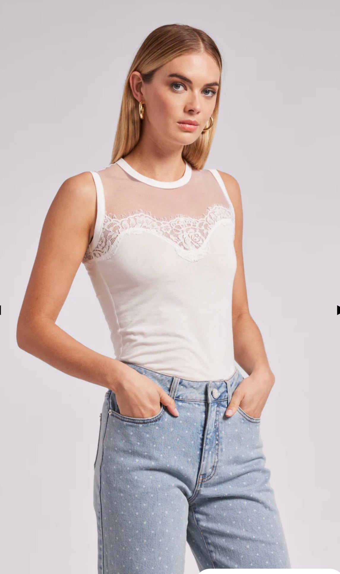 MARILYN LACE COMBO TOP