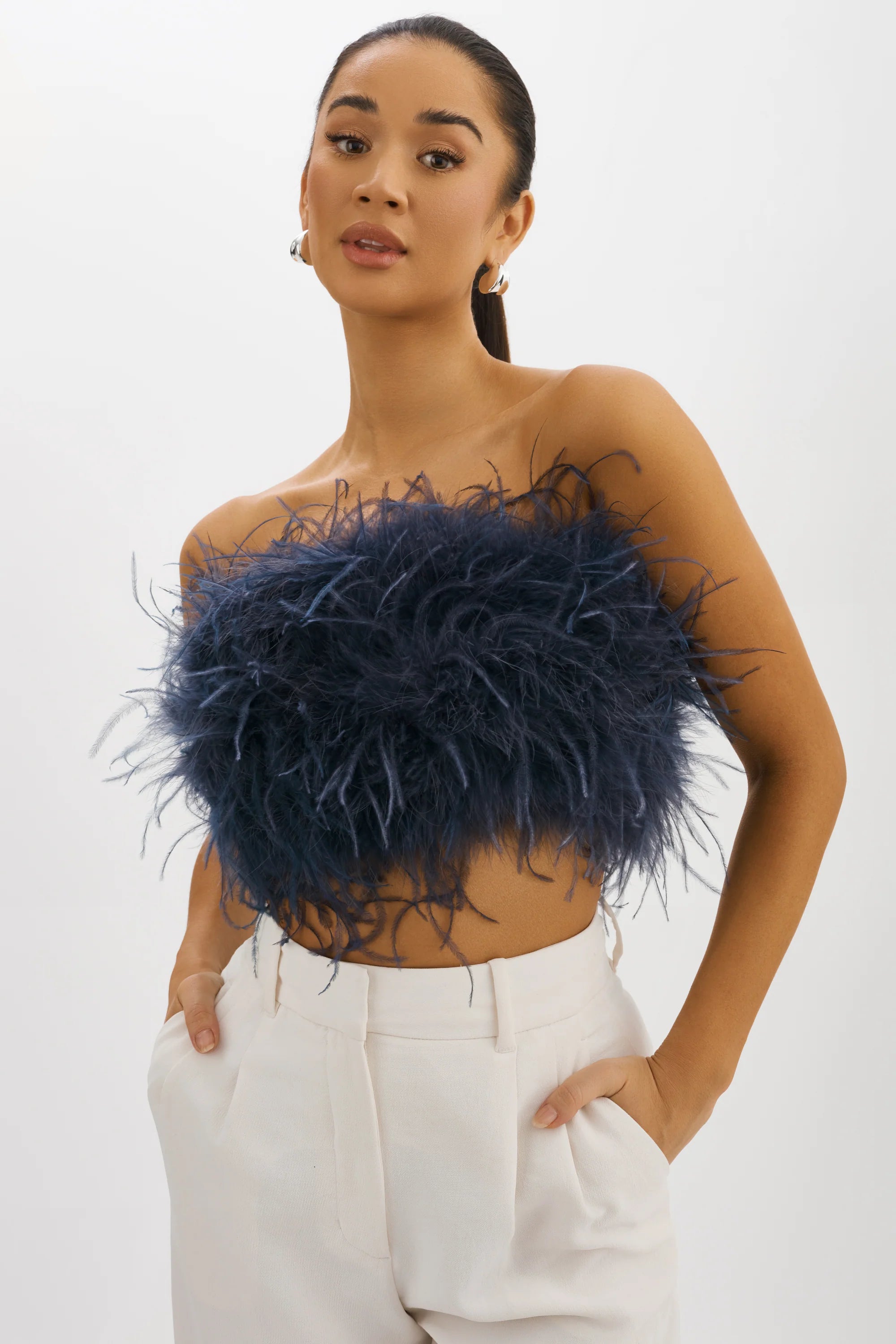 ZAINA FEATHER BUSTIER Red Boutiques