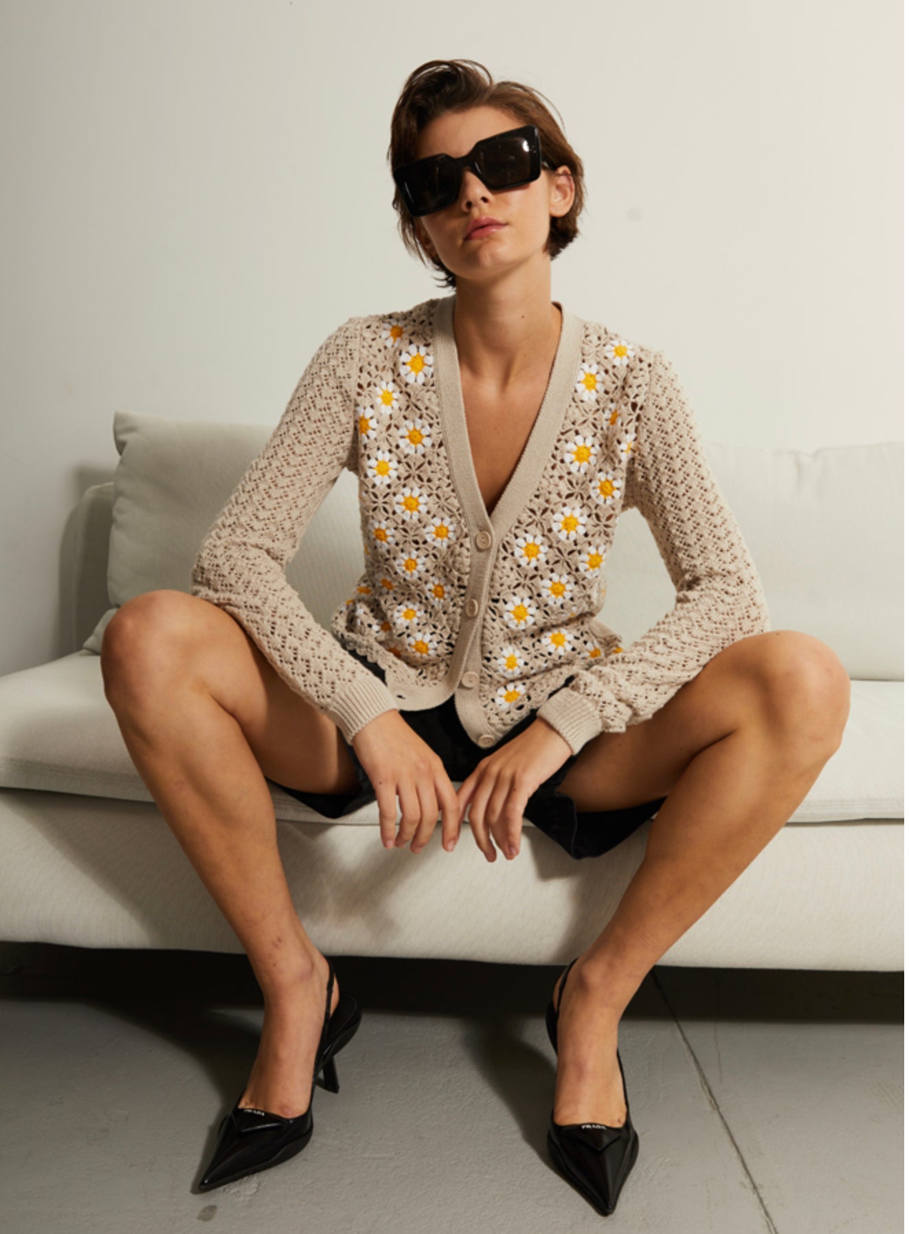 Hand Crochet Daisy Cardigan