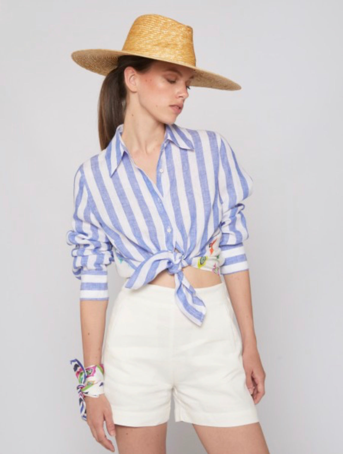 SHIRT MAFALDA PURE LINEN STRIPE NAVY